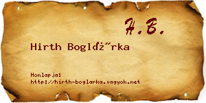 Hirth Boglárka névjegykártya