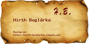 Hirth Boglárka névjegykártya